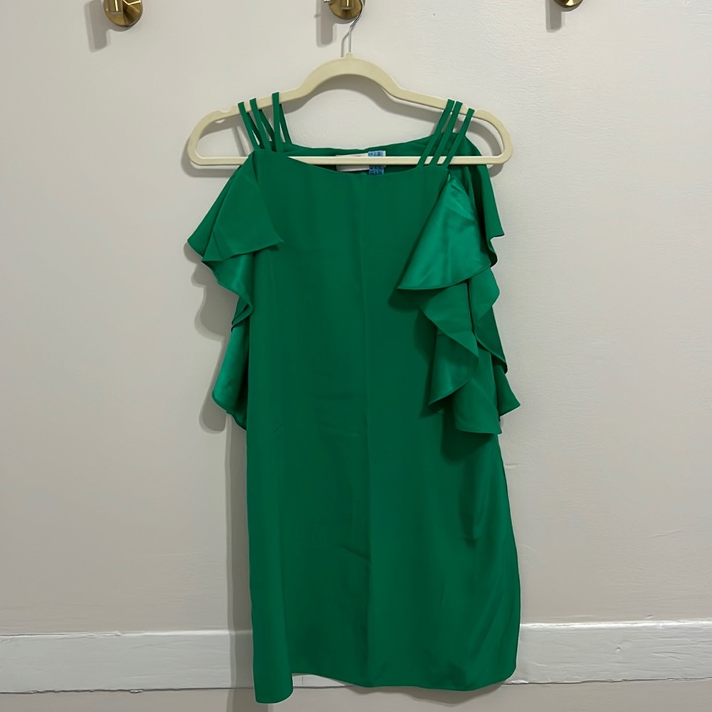 AMANDA UPRICHARD EMERALD GREEN 100% SILK COCKTAIL DRESS